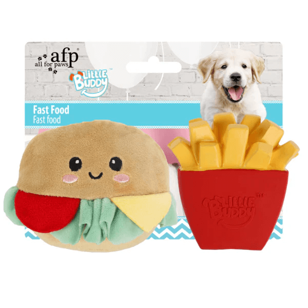 AFP Little Buddy Hamburger with French Fries Dog Toy