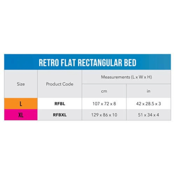 Rogz Retro Flat Rectangular Bed
