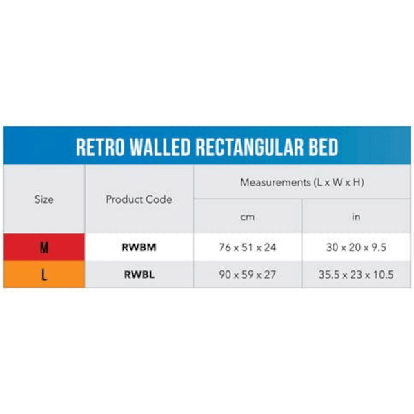 Rogz Retro Walled Rectangular Bed