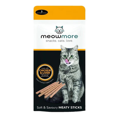 Meowmore Chicken & Liver Kitty Snack Sticks 3Pk