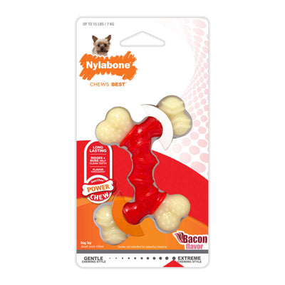 Nylabone Extreme Chew Double Bone Dog Toy - Bacon