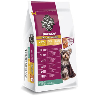 Ultra Dog Superwoof Turkey & Rice Small/Medium Adult Dog 8kg