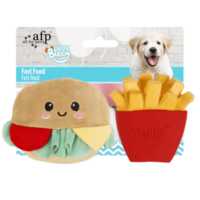 AFP Little Buddy Hamburger with French Fries Dog Toy