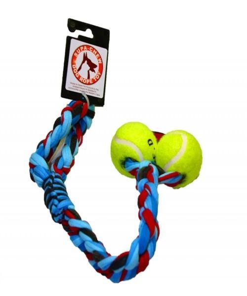 Supa-Chew Cotton Sling with 2 Balls Dog Rope Toy