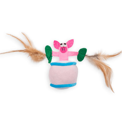 Cat's Life Funny Pig with Feather